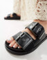 Pull&Bear double strap sandal in black Черный, EU 40 - EU40 - фото #2