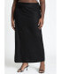 Plus Size Linen Column Skirt - 18, Black Onyx