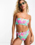 Фото #1 товара Brave Soul high waist belted bikini bottom in green and pink floral print