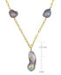 ფოტო #3 პროდუქტის Gray Cultured Freshwater Baroque Pearl (13 & 35mm) 20" Paperclip Necklace in 18k Gold-Plated Sterling Silver