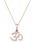 ფოტო #1 პროდუქტის Nude Diamond (1/4 ct. t.w.) & Chocolate Diamond Accent Om Symbol Pendant Necklace in 14k Rose Gold, 18" + 2" extender