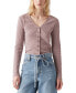 ფოტო #1 პროდუქტის Women's Muse Ribbed Long-Sleeve Button-Up Top