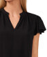 Women's Short Ruffled Sleeve Solid V-Neck Blouse