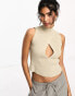 Sixth June knit crop top in beige S - фото #2