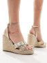 ASOS DESIGN Tiptoe cross strap espadrille wedge in gold