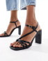 New Look knot slim block heeled sandal in black