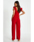 Women's Scuba Crepe Frill Sleeve Chain Belt Palazzo Jumpsuit