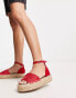 Фото #1 товара South Beach woven flatform espadrille sandal in red