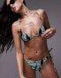 Фото #2 товара Topshop batik print strappy triangle bikini top in green