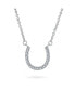 Фото #1 товара Bling Jewelry pave Cubic Zirconia CZ Good Luck Horseshoe Station Pendant Necklace Western Jewelry For Women Graduation .925 Sterling Silver