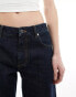 Mango straight leg turn up jeans in dark blue