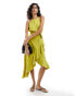 Фото #2 товара Style Cheat halterneck cami midi dress with tie waist lime