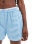 COLLUSION beach linen boxer shorts co-ord in blue stripe Синий, M - EU 40-42 - фото #4