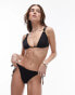 Topshop textured triangle bikini top with bead detail in black 36 - фото #8