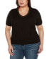 Фото #1 товара Black Label Plus Size Embellished Criss Cross Sleeve Sweater