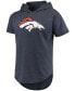 ფოტო #3 პროდუქტის Men's Navy Denver Broncos Primary Logo Tri-Blend Hoodie T-shirt