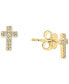 EFFY Diamond (1/6 ct.t.w.) Cross Stud Earrings in Sterling Silver or 14k Gold-Plated Sterling Silver