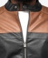 Men's Grainy Polyurethane Quilted Sleeves Jacket with Faux Shearling Lining