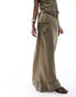 Фото #4 товара ASOS DESIGN lace trim utility maxi skirt co-ord in khaki