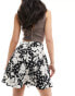 Фото #6 товара Wednesday's Girl floral print flippy mini skirt in black and cream