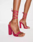 Фото #1 товара Public Desire Amira tie up block heel sandals in hot pink