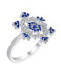 ფოტო #5 პროდუქტის Winter Holiday Christmas Statement 2 Tone Blue Clear Cubic Zirconia Flower Snowflake CZ Ring Cocktail For Women Sterling Silver