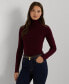 Women's Faux-Leather-Trim Ribbed Turtleneck