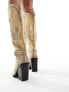 Simmi London Wide Fit Delano butterfly embellished western boot in taupe micro