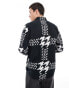 HUGO Red emero long sleeve shirt in black with oversized houndstooth print