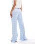 Фото #3 товара Miss Selfridge pull on cotton poplin wide leg gingham trouser with tie side detail in blue