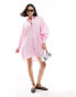 ASOS DESIGN oversized shirt dress with dropped pockets in pastel stripe