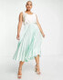 Фото #4 товара ASOS DESIGN Curve satin pleated midi skirt in mint green