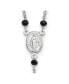 Sterling Silver Black Beaded Rosary Pendant Necklace 19"