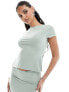 Фото #1 товара Kaiia slinky side split top co-ord in sage