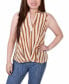 ფოტო #1 პროდუქტის Petite Size Sleeveless Y-neck Pleated Hem Blouse