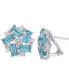 ფოტო #1 პროდუქტის Blue & White Topaz Cluster Stud Earrings (5-1/8 ct. t.w.) in Sterling Silver