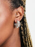 ASOS DESIGN hoop earrings with pearl row in gold tone