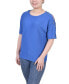 ფოტო #6 პროდუქტის Petite Short Sleeve Honeycomb Textured Grommet Top