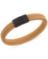 ფოტო #1 პროდუქტის Men's Braided Fiber Bracelet in Black Ion-Plated Stainless Steel