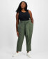 Фото #2 товара Trendy Plus Size Belted High-Rise Ankle Pants, Created for Macy's