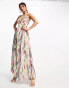 Фото #1 товара ASOS DESIGN bikini top cutout maxi dress with tie detail in blurred multi print