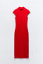 Фото #6 товара Платье миди с высоким воротником в рубчик ZARA