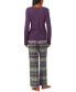 Фото #2 товара Women's 2-Pc. Long-Sleeve Henley Long Pants Pajama Set