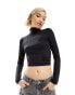 Фото #2 товара Stradivarius STR high neck sculpt top in black