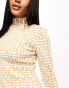 Фото #6 товара Simmi high neck mini jumper dress in beige geo print