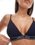 Фото #3 товара Tommy Jeans logo taping triangle bralette bikini top in navy