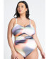 Фото #3 товара Plus Size Strapless Mesh Ruched One Piece - Sunset Glow