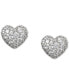 ფოტო #1 პროდუქტის Rhodium-Plated Pavé Heart Stud Earrings, Created for Macy's