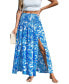 Фото #1 товара Women's Blue Tropical Smocked Waist Maxi Cover-Up Skirt