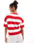 Фото #2 товара Mango stripe short sleeve knitted top in red and white